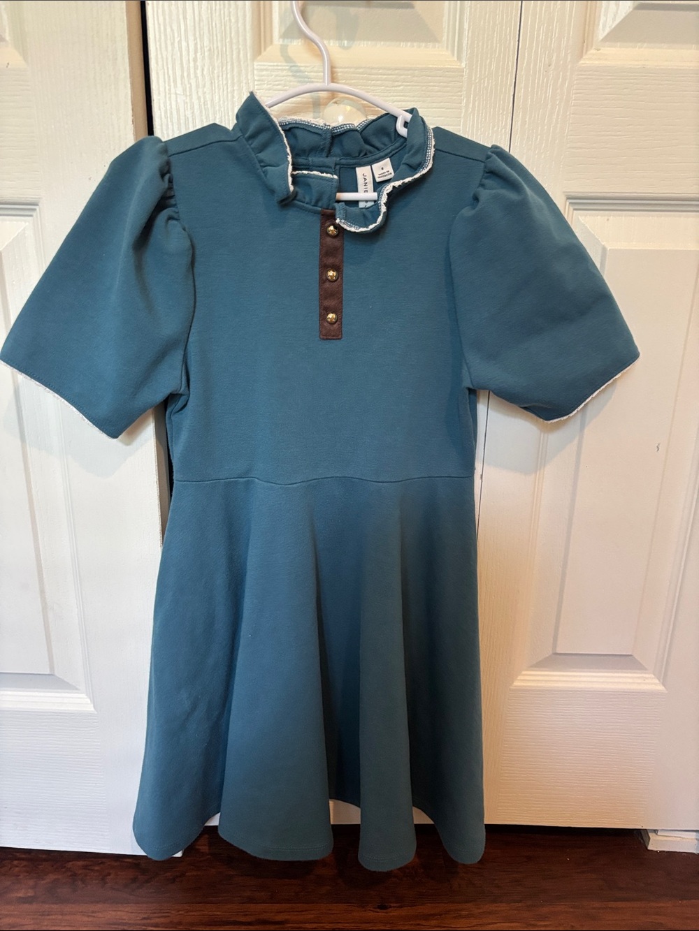 Janie and Jack Teal Ruffle Collar Fit & Flare Dress